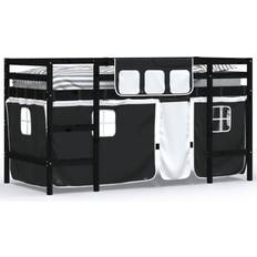vidaXL 90 200cm Loft Bed with Bed Frame Solid Wood Pine Black