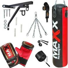 Martial Arts MAXX Pro Boxing Gear Punch Bag Boxing Set 5ft Black Red Heavy Filled Punchbag Glove Bracket