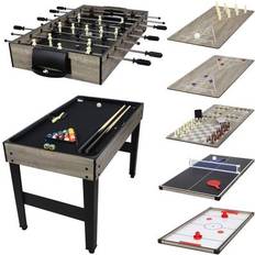 Table Sports Sunnydaze Decor Sunnydaze Indoor Multi-Game with Billiards, Push Hockey, More Classic Wood Stain