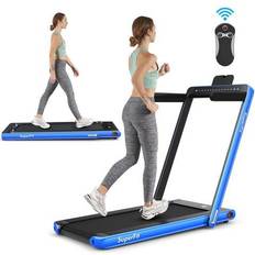 Costway SuperFit 2.25HP 2 in 1 Folding Treadmill Jogging Machine W/APP Control Blue