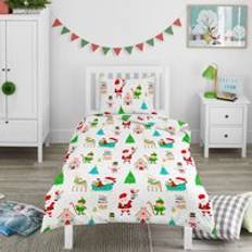 Bloomsbury Christmas Kids Single Bed Duvet Cover White