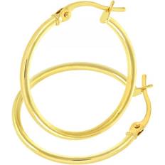 Womens 9ct Yellow Gold Classic Hoop Earrings One