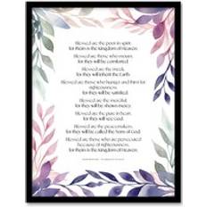 Purple Framed Art ARTERY8 Blessed Beatitudes Sermon of the Mount Matthew Gospel Violet Print Framed Art