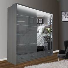 Sliding Wardrobe 4U Grey, 208cm Sasilaya Wardrobe