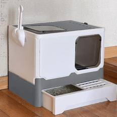 LivingAndHome Anti Splash Enclosed Cat Litter Box