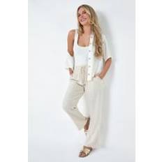 Wool Trousers Roman Petite Linen Blend Stripe Trousers Natural