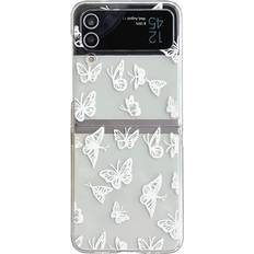 PlayMc Butterflies Cute Hard PC Clear Phone Case for Samsung Galaxy Z Flip 4 5G Cover Folding