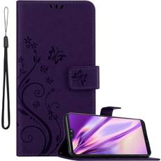 Huawei P20 Pro Wallet Cases Cadorabo Purple Flower Case for Huawei P20 PRO P20 PLUS Cover Book Wallet Protection PU Leather Flip Etui magnetic closure standing function card slots