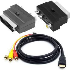 HOD Health & Home Hdmi To 3Rca Scart Two In One Adapter Cable 1.5M Phono