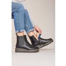 Moshulu 'Kos' Chunky Sole Leather Ankle Boot Black