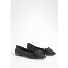 Ballerinas boohoo Wide Fit Bow Detail Pointed Flats Black