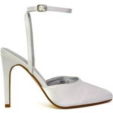 XY London 'Liliane' Part Pointed Toe Satin Shoes Stiletto Heel White