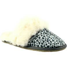 Leather Slippers Lunar Ocelot Print Slippers Duck Egg Blue