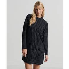 Kurze Kleider Superdry Womens Long Sleeve Woven Mini Dress Black Viscose