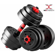 Maxstrength 15kg Set Adjustable Dumbbell Barbell WeightLifting Set Bar Spinlock Vinyl Exercise Dumbbe