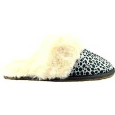 Leather Slippers Lunar Ocelot Print Slippers Duck Egg Blue