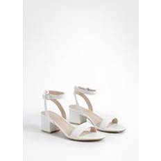 White Heels & Pumps boohoo Wide Fit Low Block Barely There Heels White