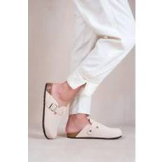Where's That From 'Palm' Closed Toe Sandals With Buckle Detail Cream