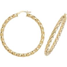 Gold Jewellery 9ct Yellow 40mm Dc Hoop Earrings ER954-40 Si