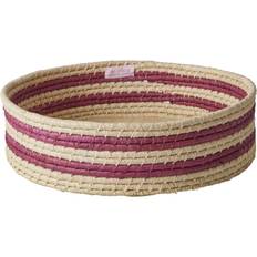 Rice Raffia Round Storage Large Aubergine Basket