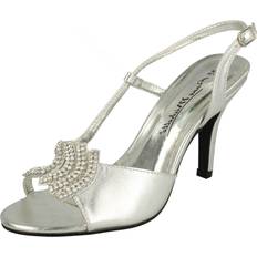 Cheap Heeled Sandals Anne Michelle UK 8, Silver Ladies Strappy Heeled Sandals