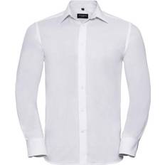 Russell Athletic Collection Mens Oxford Easy-Care Tailored Long-Sleeved Shirt - White