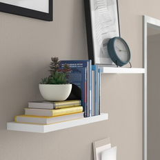 Ebern Designs White Shelves Ebern Designs Hansini Floating Wood Wall Shelf