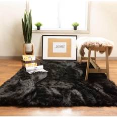 Carpets & Rugs Super Area Rugs Serene Silky Fluffy Shag Black