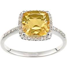 Diamant L'Eternel Womens 9ct White Gold and Citrine Square Gemstone Ring