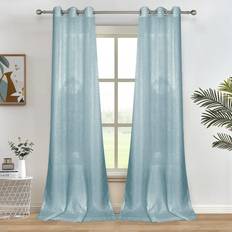 Blue Semi Sheer Curtains 42 x 84 Inch