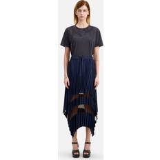 The Kooples Navy Blue Long Pleated Skirt