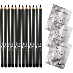 Italia Deluxe Italia Deluxe 12 pcs Eyeliner Pencil Ultra Fine Creamy High-pigmented Long-lasting 3 pair Hydrogel Eye Patch for Lash Extensions Black