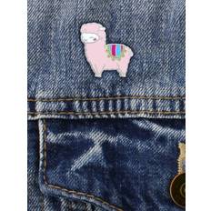 Unisex Brooches Grindstore Baby Pink Llama Enamel Pin Badge