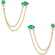 Ettika Draped Chain Double Piercing Earrings in 18K Gold Plate