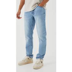 Mens Light Blue Straight Rigid Washed Jeans