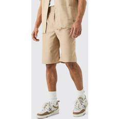 Vaatteet boohooMAN Tailored Pleated Front Jorts - Oatmeal