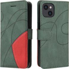 GANGXUN iPhone 13 Mini Case Card PU Holder Leather Cuir Wallet Flip Cover Green