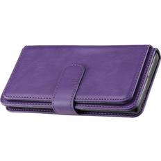 GANGXUN Samsung Galaxy S21 FE 5G Case Retro Leather Wallet Flip Magnetic Cover 10 Card Holder Purple