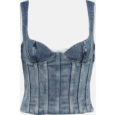 XXXS Tanktops Off-White Blue Bustier Denim Tank Top Blue IT