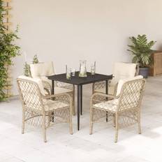 Konstrotting Matgrupper vidaXL För Trädgården Med Dynor 5 Delar Beige Konstrotting Matgrupp
