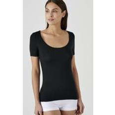 Acrylic T-shirts Damart Thermal Soft Warmth Short Sleeved T-shirt Black