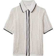 Linen - Woman Shirts Reiss Womens Ivory/navy Erica Open-knit Linen Shirt