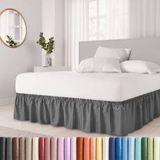 CGK Unlimited Ruffled Dark Bed Skirt Hotel-Quality Around Valance Sheet Gray