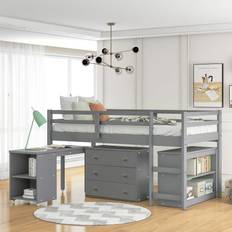 Harper & Bright Designs Twin Loft Bed with Desk Low Study Kids Twin Loft Bed with Low Loft Loft