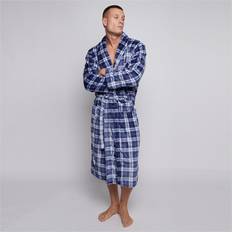 Checkered Robes Belfry Bathroom FLANNEL MEN Akram TARTAN CHECK 1 SIZE NAVY