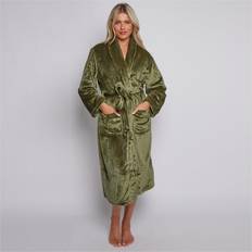 Green - Unisex Sleepwear White Noise Aldegonde Gender Mid-Calf Bathrobe with Pockets