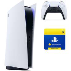 Game Consoles Sony Playstation 5 PS5 Digital System Disc Free 4K TV Gaming, 8K Output, HDR, 16GB RAM, WiFi 6, Ultra High Speed 825GB SSD Includes Playstation Plus 3 Month Membership