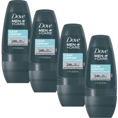 Dove Men+Care Clean Comfort Roll on Deodorant, Aluminum Free, For All Day Underarm Odor Each, 4