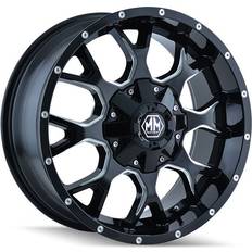 Car Rims Mayhem Warrior 8015, 17x9 Wheel with 6x135 and 6x5.5 Bolt Pattern Black/Milled Spokes - 8015-7937M