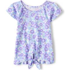 Girls - Purple Blouses & Tunics The Children's Place Girls Print Front Top Purple Cotton/Polyester